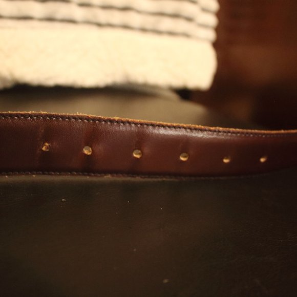 MENS LEATHER BELT W/SPLIT COWHIDE ON MELLOW ROUND - Picture 6 of 8